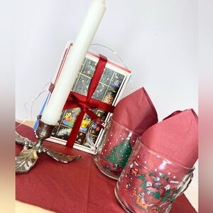 Vintage Christmas Bundle Restoration Hardware Silver Candle Holder, Cards, Mugs